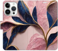 iSaprio flip pouzdro Pink Leaves pro iPhone 15 Pro - Phone Cover