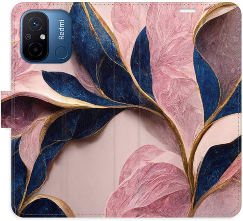 iSaprio flip pouzdro Pink Leaves pro Xiaomi Redmi 12C - Phone Cover - Main image
