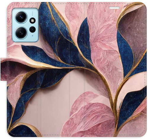 iSaprio flip pouzdro Pink Leaves pro Xiaomi Redmi Note 12 5G - Phone Cover - Main image