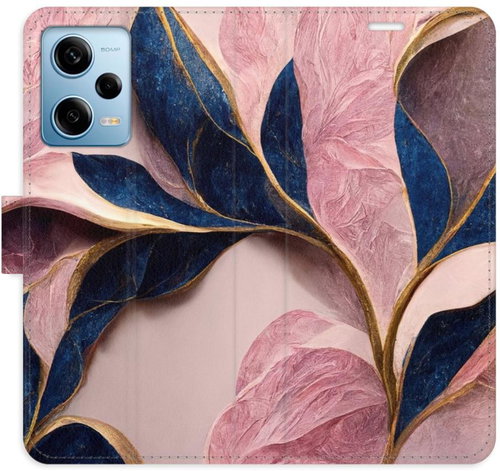 iSaprio flip pouzdro Pink Leaves pro Xiaomi Redmi Note 12 Pro 5G / Poco X5 Pro 5G - Phone Cover - Main image