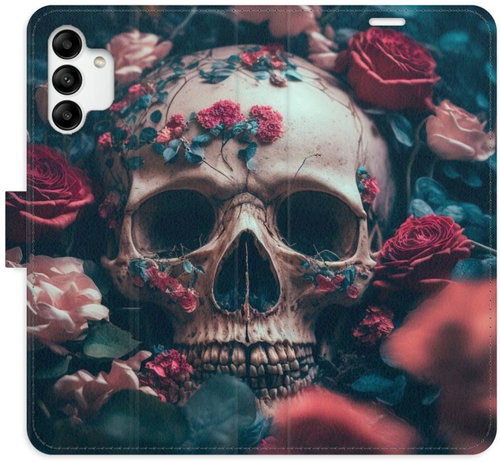 iSaprio flip pouzdro Skull in Roses 02 pro Samsung Galaxy A04s - Phone Cover - Main image