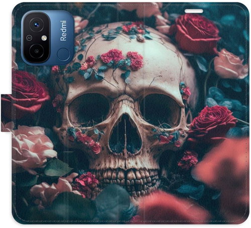 iSaprio flip pouzdro Skull in Roses 02 pro Xiaomi Redmi 12C - Phone Cover - Main image