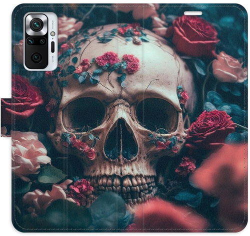 iSaprio flip pouzdro Skull in Roses 02 pro Xiaomi Redmi Note 10 Pro - Phone Cover - Main image