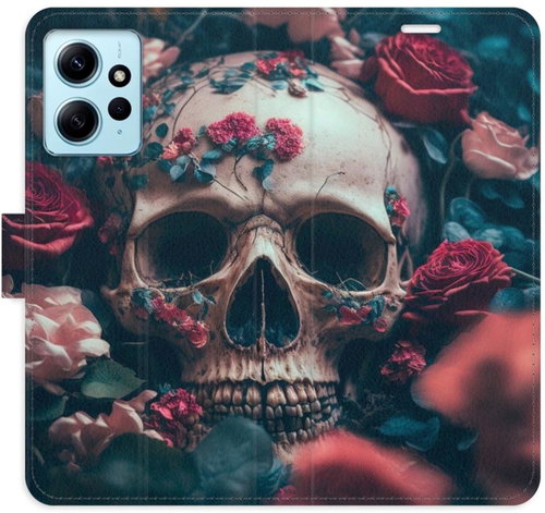 iSaprio flip pouzdro Skull in Roses 02 pro Xiaomi Redmi Note 12 5G - Phone Cover - Main image