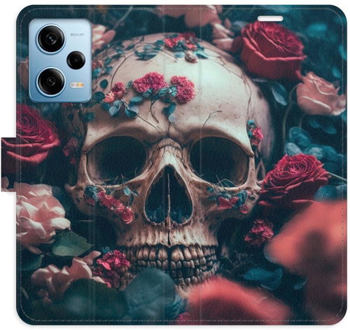 iSaprio flip pouzdro Skull in Roses 02 pro Xiaomi Redmi Note 12 Pro 5G / Poco X5 Pro 5G - Phone Cover - Main image