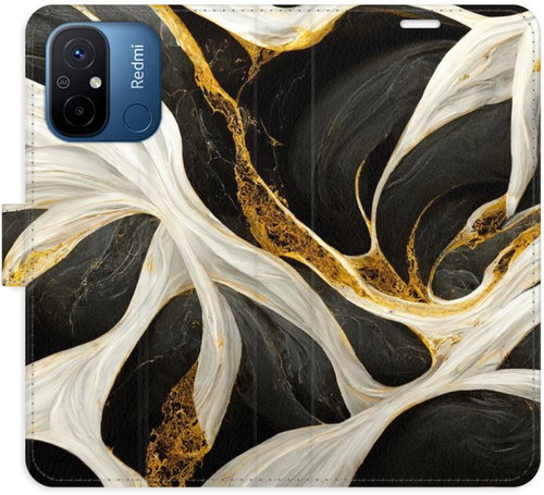 iSaprio flip pouzdro BlackGold Marble pro Xiaomi Redmi 12C - Phone Cover - Main image