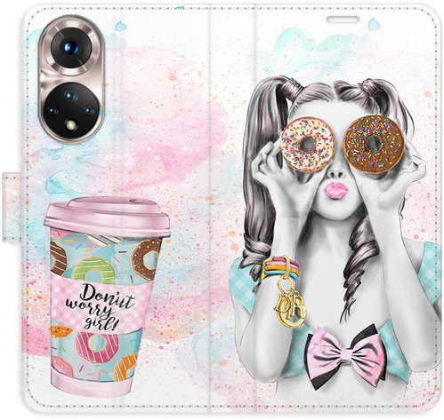 iSaprio flip pouzdro Donut Worry Girl pro Honor 50 / Nova 9 - Phone Cover - Main image