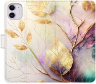 iSaprio flip puzdro Gold Leaves 02 pre iPhone 11 - Kryt na mobil