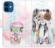 iSaprio flip pouzdro Donut Worry Girl pro iPhone 12 mini - Phone Cover