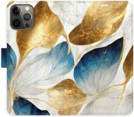 iSaprio flip pouzdro GoldBlue Leaves pro iPhone 12/12 Pro - Phone Cover
