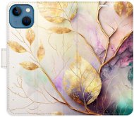 iSaprio flip pouzdro Gold Leaves 02 pro iPhone 13 - Phone Cover