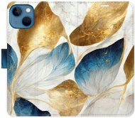 iSaprio flip puzdro GoldBlue Leaves na iPhone 13 - Kryt na mobil