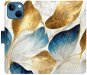 iSaprio flip puzdro GoldBlue Leaves pre iPhone 13 mini - Kryt na mobil