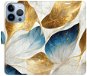 iSaprio flip pouzdro GoldBlue Leaves pro iPhone 13 Pro - Phone Cover