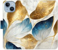 iSaprio flip pouzdro GoldBlue Leaves pro iPhone 14 - Phone Cover