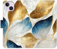 iSaprio flip pouzdro GoldBlue Leaves pro iPhone 14 Plus - Phone Cover