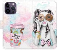 iSaprio flip puzdro Donut Worry Girl pre iPhone 14 Pro Max - Kryt na mobil