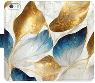 iSaprio flip pouzdro GoldBlue Leaves pro iPhone 5/5S/SE - Phone Cover
