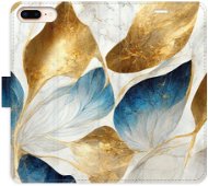 iSaprio flip pouzdro GoldBlue Leaves pro iPhone 7 Plus - Phone Cover