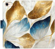 iSaprio flip pouzdro GoldBlue Leaves pro iPhone 7/8/SE 2020 - Phone Cover