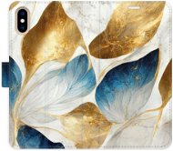 iSaprio flip puzdro GoldBlue Leaves pre iPhone X/XS - Kryt na mobil