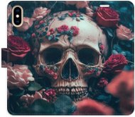 iSaprio flip pouzdro Skull in Roses 02 pro iPhone X/XS - Phone Cover