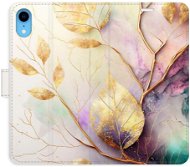iSaprio flip pouzdro Gold Leaves 02 pro iPhone XR - Phone Cover