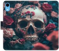 iSaprio flip pouzdro Skull in Roses 02 pro iPhone XR - Phone Cover