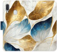iSaprio flip pouzdro GoldBlue Leaves pro Samsung Galaxy A20e - Phone Cover
