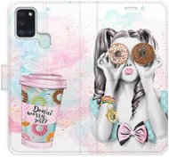 Kryt na mobil iSaprio flip puzdro Donut Worry Girl na Samsung Galaxy A21s - Kryt na mobil