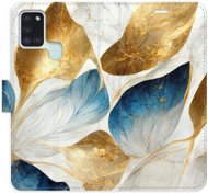 iSaprio flip pouzdro GoldBlue Leaves pro Samsung Galaxy A21s - Phone Cover