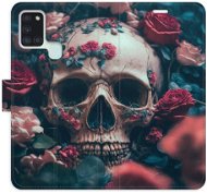 Kryt na mobil iSaprio flip puzdro Skull in Roses 02 na Samsung Galaxy A21s - Kryt na mobil