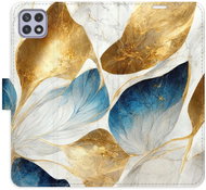 iSaprio flip pouzdro GoldBlue Leaves pro Samsung Galaxy A22 5G - Phone Cover