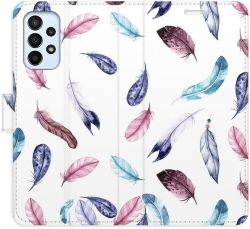 iSaprio flip pouzdro Colorful Feathers pro Samsung Galaxy A23 / A23 5G - Phone Cover - Main image
