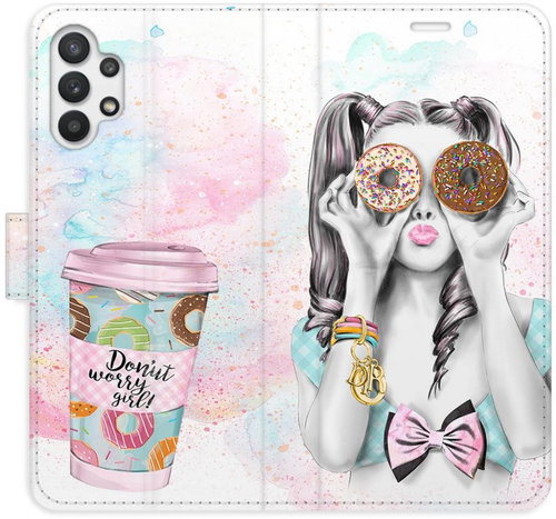 iSaprio flip pouzdro Donut Worry Girl pro Samsung Galaxy A32 5G - Phone Cover - Main image