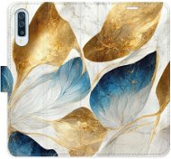 Kryt na mobil iSaprio flip puzdro GoldBlue Leaves pre Samsung Galaxy A50 - Kryt na mobil