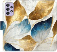 Phone Cover iSaprio flip pouzdro GoldBlue Leaves pro Samsung Galaxy A52 / A52 5G / A52s - Kryt na mobil