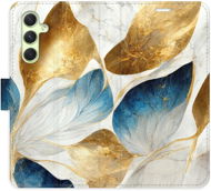 iSaprio flip puzdro GoldBlue Leaves pre Samsung Galaxy A54 5G - Kryt na mobil