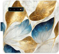 Kryt na mobil iSaprio flip puzdro GoldBlue Leaves pre Samsung Galaxy S10 - Kryt na mobil