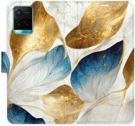 iSaprio flip pouzdro GoldBlue Leaves pro Vivo Y21 / Y21s / Y33s - Phone Cover