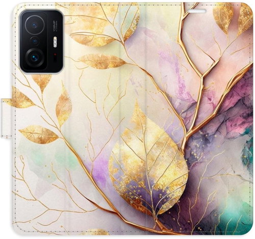 iSaprio flip pouzdro Gold Leaves 02 pro Xiaomi 11T / 11T Pro - Phone Cover - Main image
