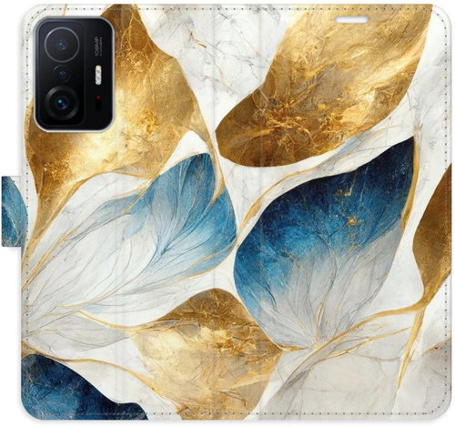 iSaprio flip pouzdro GoldBlue Leaves pro Xiaomi 11T / 11T Pro - Phone Cover - Main image