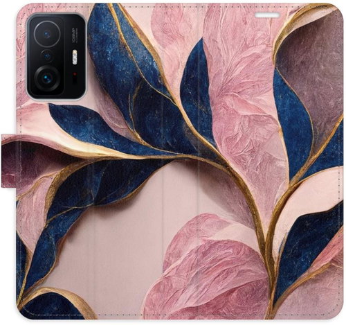 iSaprio flip pouzdro Pink Leaves pro Xiaomi 11T / 11T Pro - Phone Cover - Main image