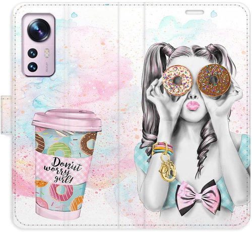 iSaprio flip pouzdro Donut Worry Girl pro Xiaomi 12 / 12X - Phone Cover - Main image