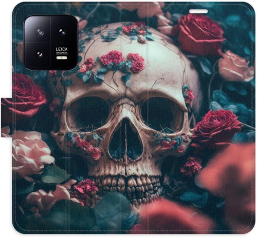 iSaprio flip pouzdro Skull in Roses 02 pro Xiaomi 13 - Phone Cover - Main image
