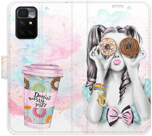 iSaprio flip pouzdro Donut Worry Girl pro Xiaomi Redmi 10 - Phone Cover - Main image