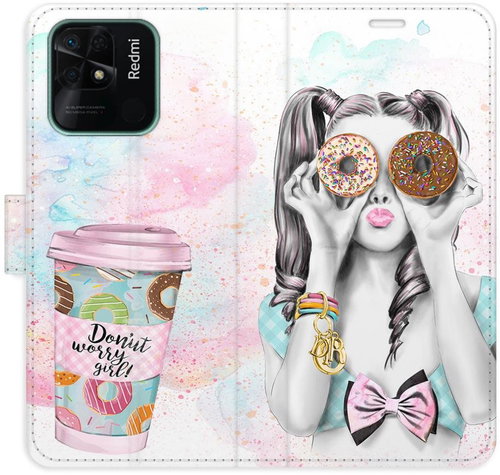 iSaprio flip pouzdro Donut Worry Girl pro Xiaomi Redmi 10C - Phone Cover - Main image