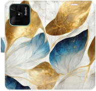 iSaprio flip case GoldBlue Leaves for Xiaomi Redmi 10C - Phone Cover