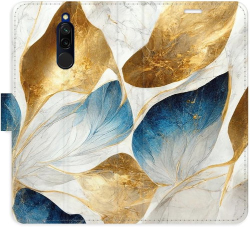 iSaprio flip pouzdro GoldBlue Leaves pro Xiaomi Redmi 8 - Phone Cover - Main image