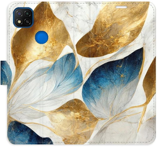 iSaprio flip pouzdro GoldBlue Leaves pro Xiaomi Redmi 9C - Phone Cover - Main image